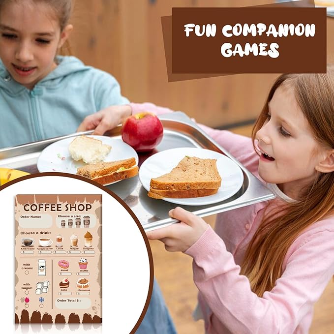 Kids Pretend Play Notepads 4X6 In Pretend Play Notebooks Playtime Notepads Variety Role Play Game Accessories Pages Each for Kids Toddlers 3-5(6,Brown Coffee Shop)