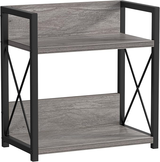 Giikin Countertop Shelf Organizer, 2 Tier Coffee Organizer for Desktop, Grey Counter Shelf Spice Rack for Kitchen (Grey, M)