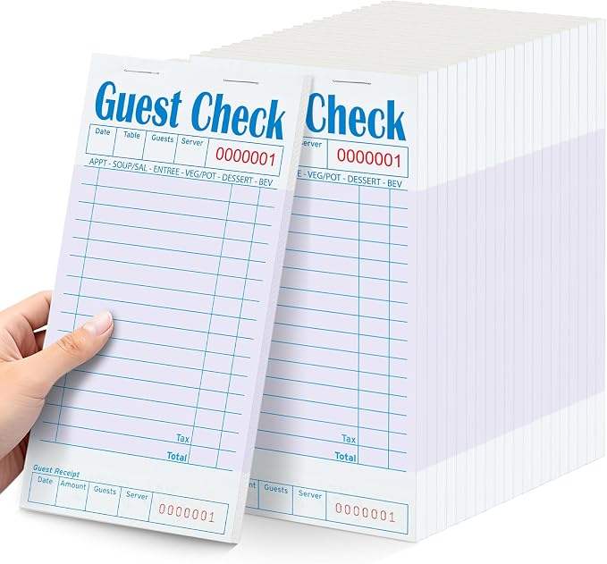 ZPARIK 20 Pack/1000 Tickets Guest Checks Books for Servers, Purple | 50 Sheets Per Pack, Total 1000 Total Tickets; Durable Server Notepads for Cafes, Diners & Restaurant Staff