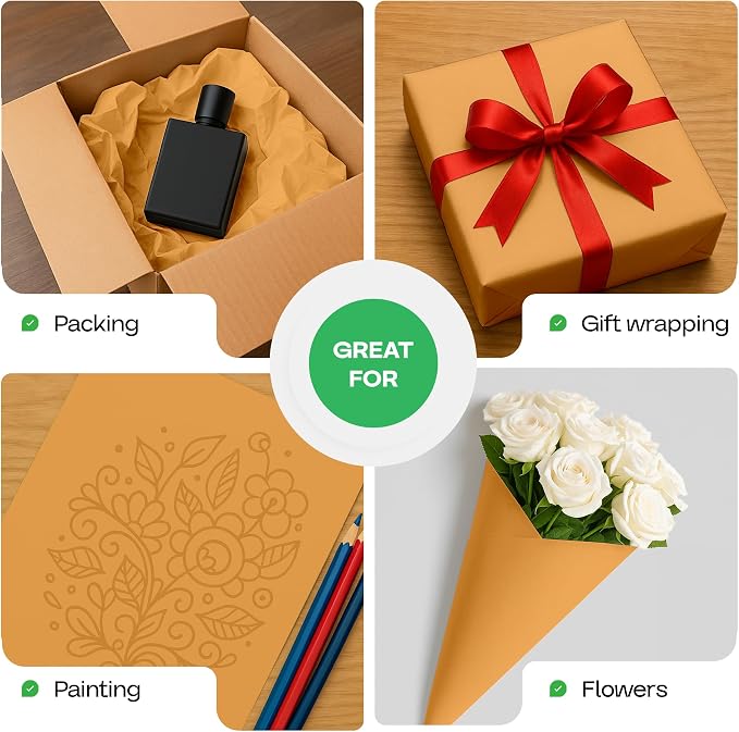Orange Kraft Paper Roll 18" x 1200" (100 feet) with Cutter - USA-Made Gift Wrapping Paper for Packing, Moving, Shipping & Crafts/Arts - 100% Recyclable Natural Craft Material by IDL Packaging | Gift Wrapping Paper for Packing, Moving, Shipping & Crafts...