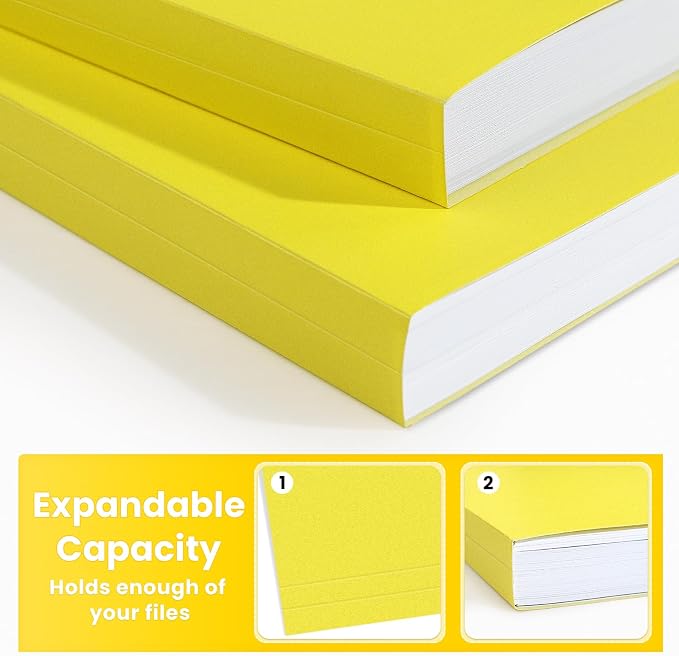 SUNEE File Folders, 120 Pack Manilla Folders 8.5 x 11, Colored File Folders Home Office School Supplies for Documents Files Paper, Yellow