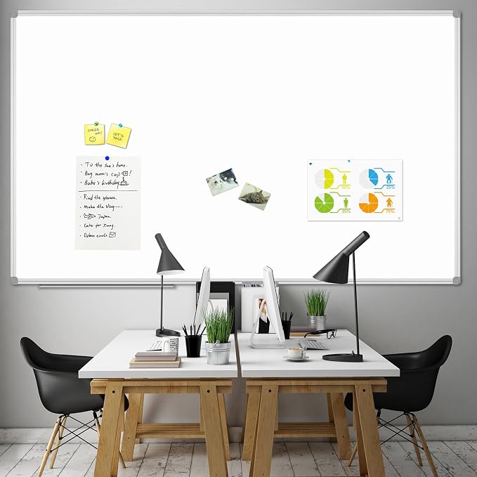 Large Magnetic White Board, Dry Erase Whiteboard 96 x 48 Inch, 2 Pack, Silver Aluminum Frame Wall Mounted Board for Office Home and School