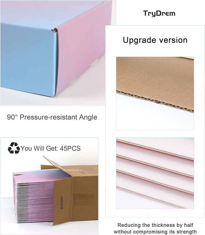 Pack of 45-9x6x2 Inch Shipping Boxes for Small Business, Purple Cardboard Corrugated Mailer Boxes for Shipping Packaging Craft Gift Giving Products