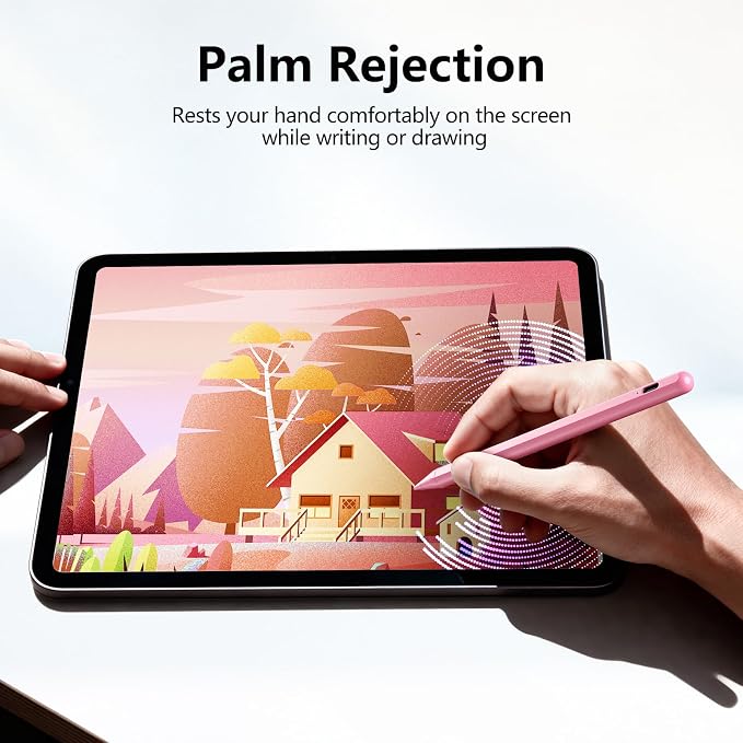 Stylus Pen for iPad 6th-11th Generation-2X Fast Charge Active Pencil Compatible with 2018-2026 Apple iPad Pro 11"/12.9"/M4, iPad Air 3/4/5/M2/M3/M4,iPad mini 5/6/7 Gen-Pink | Tilt Sensitivity, USB-C Charge, Compatible with 2018-2026 Apple Pencil iPad P...