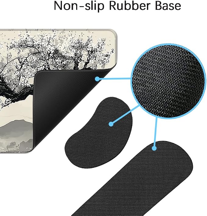 Desk Mat, Large Gaming Mouse Pad with Wrist Rest, 4 in1 XXL Mouse pad+Keyboard Wrist Rest+Mouse Pad Wrist Support+Cup Coaster Set, Ergonomic Desk Pad for Home Office, Japanese Cherry