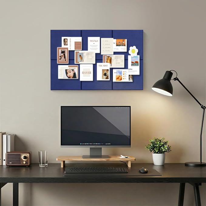 Felt Bulletin Board Tiles, Large Cork Board Alternative,24 x 36 in | 0.35 in modular felt wall tiles for notes, photos, schedules, reminders in offices, classrooms, home and office workspaces