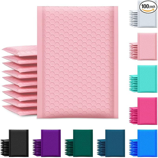 UCGOU Bubble Mailer 6x10 Inch 100 Pack Usable Size 6x9 Inch Light Pink Poly Padded Envelopes Waterproof Bubble Bags for Small Business Shipping Self Seal Mailing Envelopes for Jewelry Makeup Supplies
