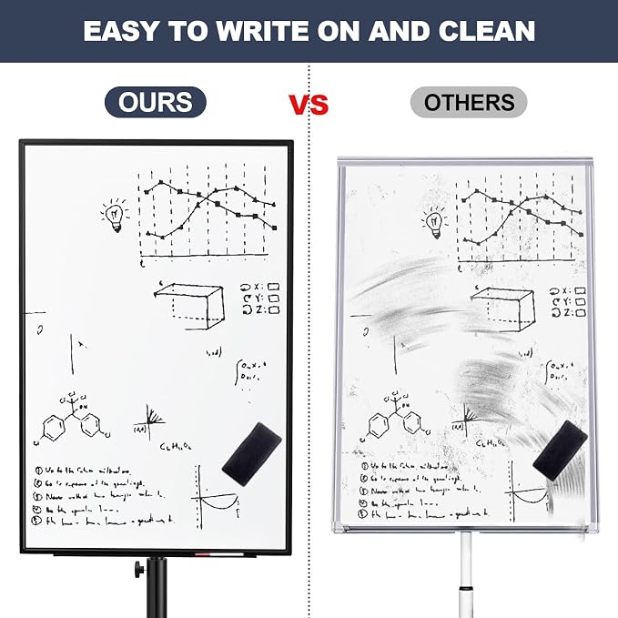 Mobile Whiteboard 40x26 Inches White Board Dry Erase Board on Wheels | Height Adjustable, Magnetic Surface, Dry Erase, With Stand, Ideal for Classroom, Office, School, Home, Homeschooling, Teacher