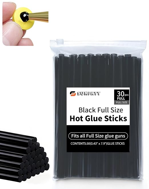 Black Full Size Hot Glue Sticks(30 Pcs),7.9" x 0.43" Glue Gun Sticks | Perfect for Full Size Hot Glue Gun,Easily Create and Bond Crafts on Wood,Plastic,Glass,Flowers,Fabrics,Foam,Jewellery