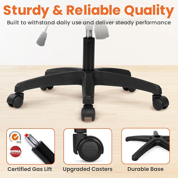 NEO CHAIR Office Desk Chair with Ergonomic High Back Mesh Headrest, Black | Adjustable Headrest and Lumbar Support with Flip-Up Armrests Designed for Extended Sitting Comfort While Saving Space