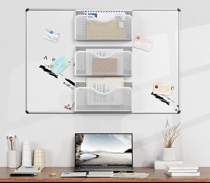 JANE EYRE Magnetic File Holder - 3PCS Paper File Mail Organizer | No Drilling, Strong Dual Magnets Magazine Paper Document Organizer for Cabinets Office Whiteboard