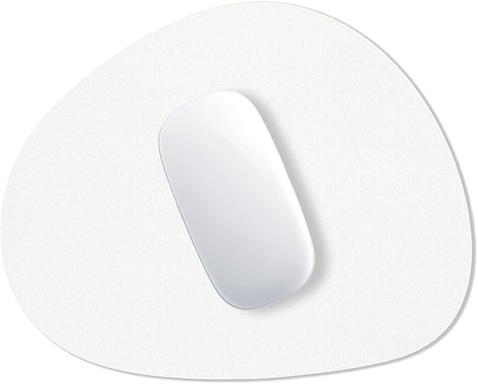 Hsurbtra Mouse Pad, Premium-Textured Small Oval Mousepad 8.7 x 7.1 Inch White, Thick 3 mm Anti-Slip Waterproof Rubber Pretty Cute Computer Mat for Office Home Gaming Laptop Men Women Kids