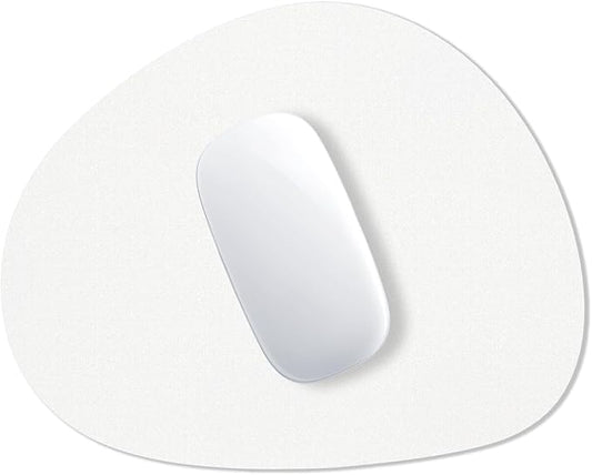 Hsurbtra Mouse Pad, Premium-Textured Small Oval Mousepad 8.7 x 7.1 Inch White, Thick 3 mm Anti-Slip Waterproof Rubber Pretty Cute Computer Mat for Office Home Gaming Laptop Men Women Kids