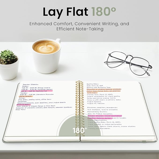 Blank Spiral Journal Notebook for Women, A5 Blank Notebook Journals for Writing, Hardcover Notebooks for Work, Note taking and Office School Supplies,140 Pages - Green