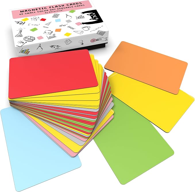 Dry Erase Magnetic Labels, 2.8 x 1.8 in, Solid Colors, 40-Pack, Colored Erasable Write-On Labels, for Home, School, Office, Whiteboard