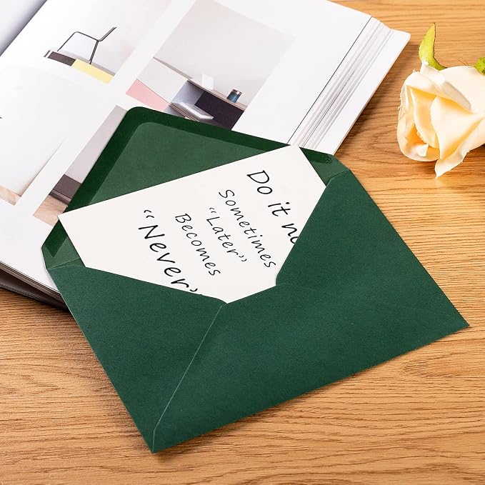 100 Pieces A7 Envelopes 5x7 Black, 5.24 x 7.24 Inches | 5x7 Envelopes with Gold Stickers For Greeting Cards, Birthday, Weddings, Baby Shower Invitations