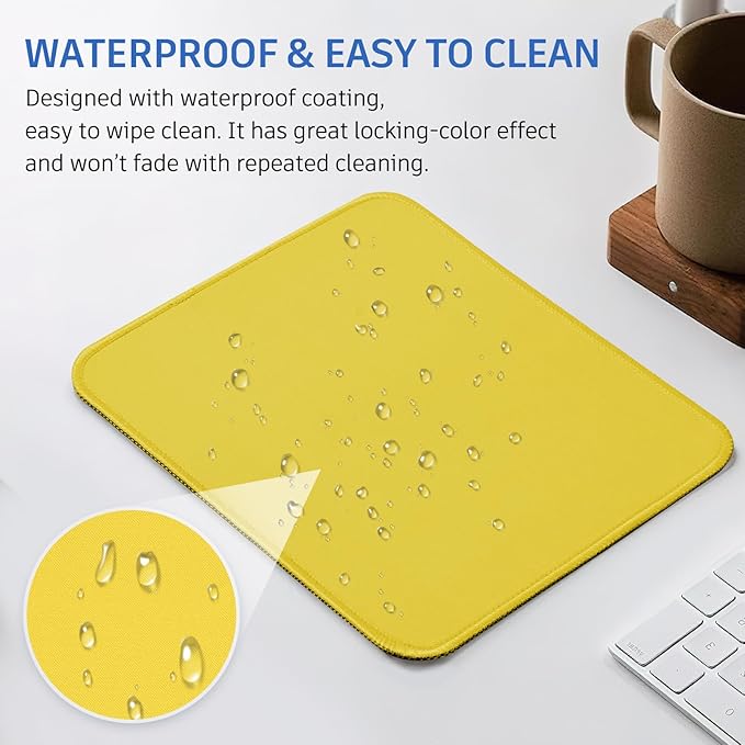 Yellow Mouse Pad, 10.2 x 8.2 inches, Non-Slip Waterproof Rubber
