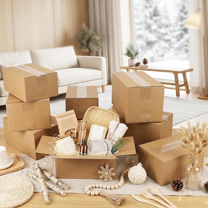 CRUGLA Assorted Sizes Shipping Boxes 20 Pack (11x6x6, 10x7x5, 9x6x4, 8x6x4), Corrugated Cardboard Mailers, Each 5 PCS Small Boxes for Small Business Packaging, Shipping & Storage