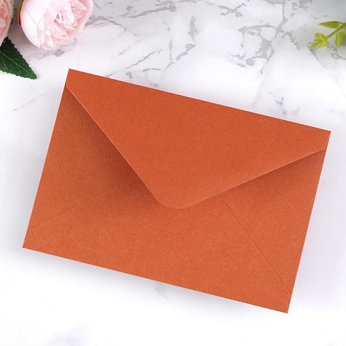 PONATIA 50 Pack A4 Envelopes, 4.33 x 6.3 Inches Burnt Orange Envelopes Perfect for Gift Cards, Wedding Details Cards, Thank You Cards and any 4x6" Inner Sheets