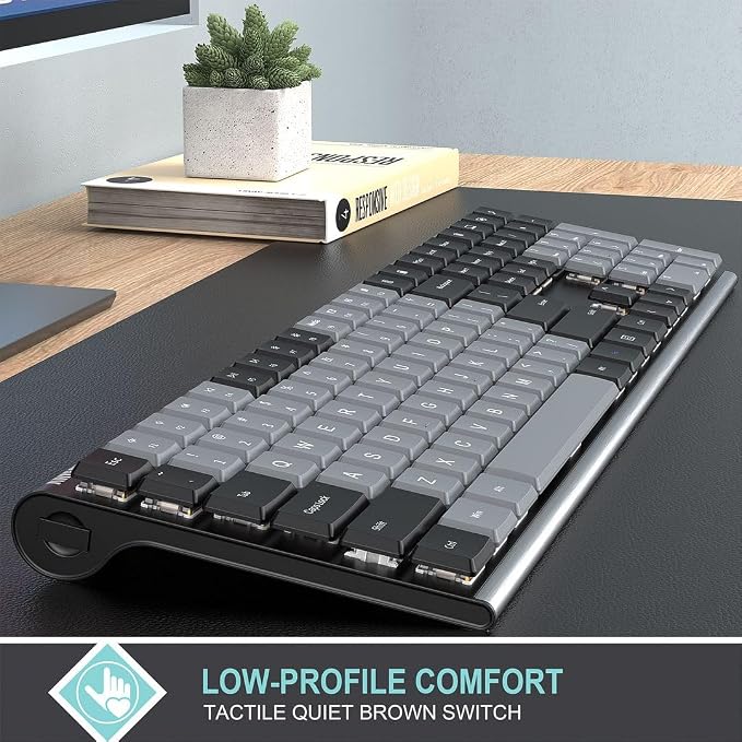 Arteck Mechanical 2.4G USB Wireless Keyboard, Tacktile Brown Switches Black