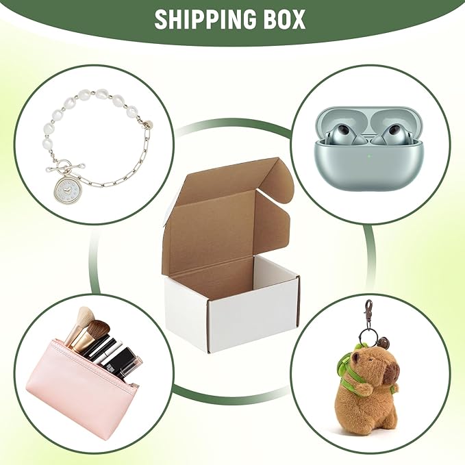 6"x4"x3" Shipping Boxes Set of 3, White Corrugated Cardboard Box Literature Mailer