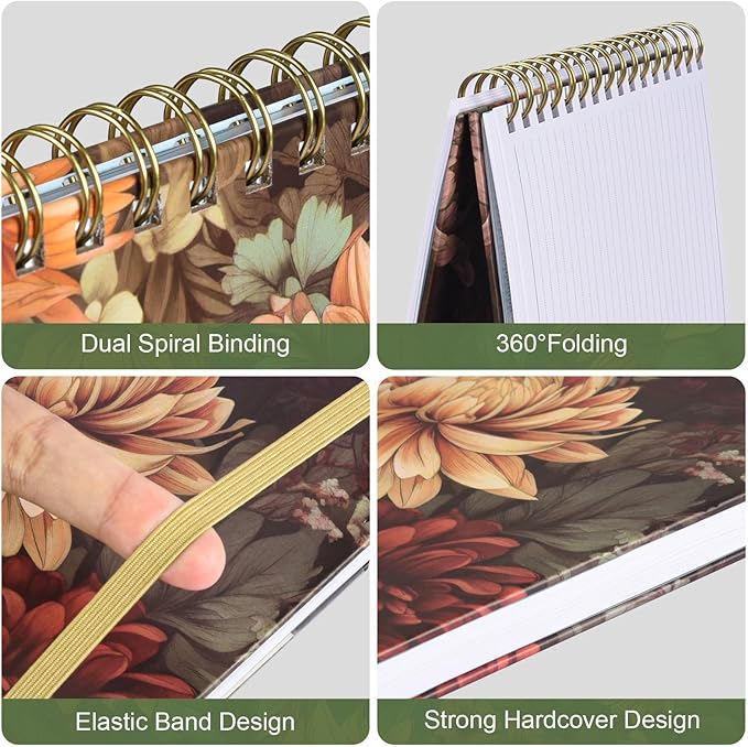 OMEYA Spiral Notebook, 4 Pack A5 Lined Journal for Women, Hardcover Spiral Journal with 2 Pockets, College Ruled Notebooks, Cute Notebook for Office, School Supplies, Gifts (160 Pages, 6.3" x 8.46")