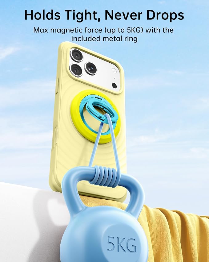 SYNCWIRE Magnetic Phone Ring Holder, for MagSafe Phone Grip Stand Kickstand | 360° Rotation, Double-Sided Magnet, Cell Phone Grip Finger Holder, for iPhone 17 16 15 14 13 12 Pro Max, MagSafe Accessories