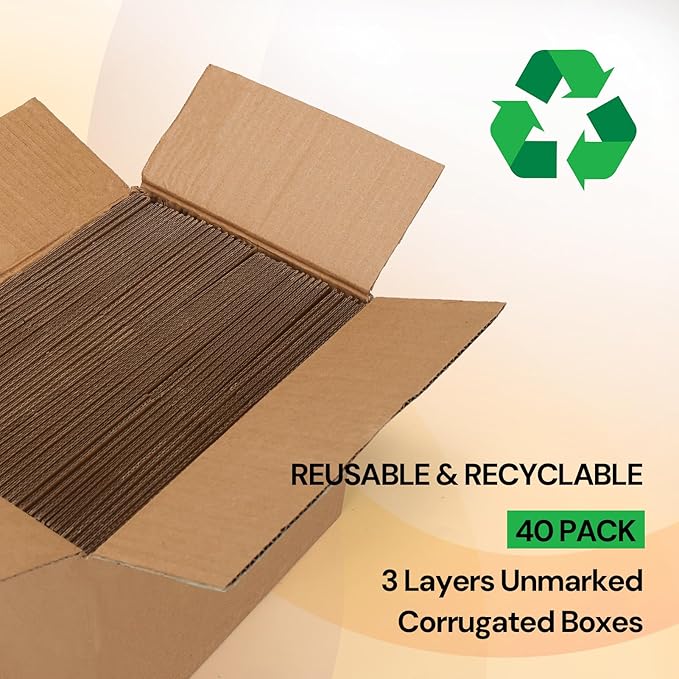 ZBEIVAN Shipping Boxes Mailers 5x4x3 inches Corrugated Cardboard Small Packing Kraft Moving Mailing Box, Pack of 40