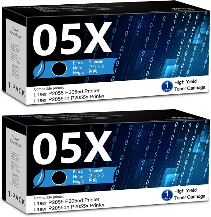 05X Black High-Yield Toner Cartridge 2-Pack Replacement for P2055 Series | Works with Laser P2055 P2055d P2055dn P2055x Printer Replacement for HP 05X CE505X 05A CE505A Toner Cartridge