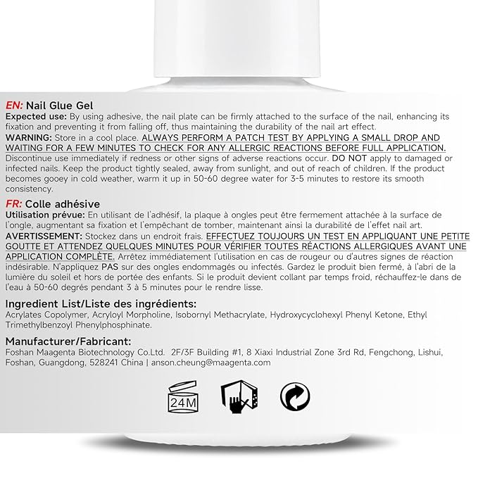 Nicedeco Hema Free Nail Glue Gel for Acrylic Nails 15ML, Cruelty Free, Vegan, Long-Lasting 6 in 1 Brush On Glue for False Nails Tips Led Lamp Required