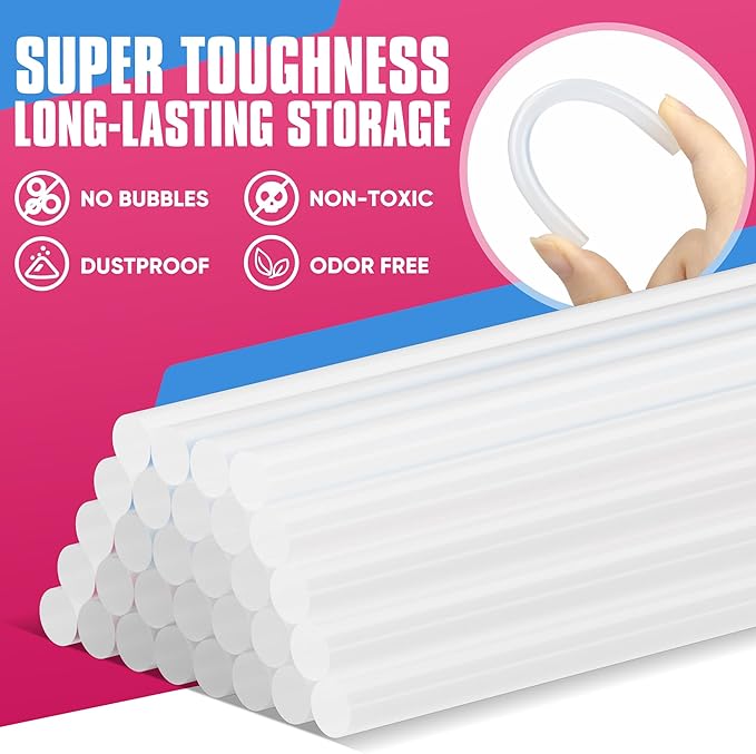 EZUVITA Mini Size Hot Glue Sticks, 0.27” Dia x 8” Long, 120-Pack Clear Hot Melt Glue Gun Sticks for All-Temp Mini Glue Guns, Multipurpose for DIY Art Craft General Repairs, Festival Decorations