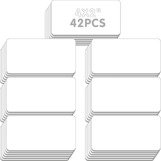 Magnetic Name Tag Label, 42 PCS Dry Erase Reusable Blank Name Stickers White Reusable Magnets for Whiteboards Locker Fridge School Office Home (Each Measures 2" x 4")