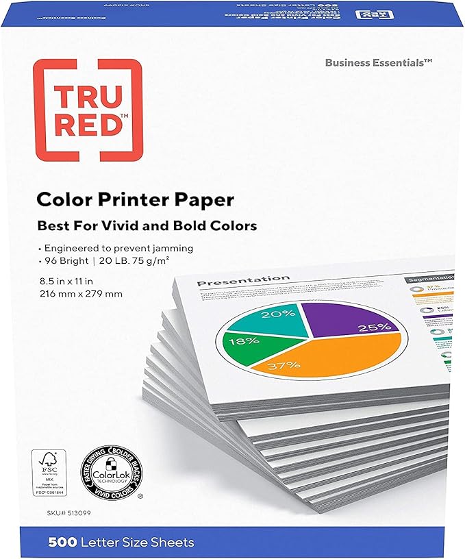 Staples Multipurpose Copy Fax Laser Inkjet Printer Paper, 8 1/2 Inch x 11 Letter Size, 20 lb. Density, 96 Bright White, Acid Free, 4 Reams Pack, 2000 Total Sheets (513099-4 Ream Multipack)