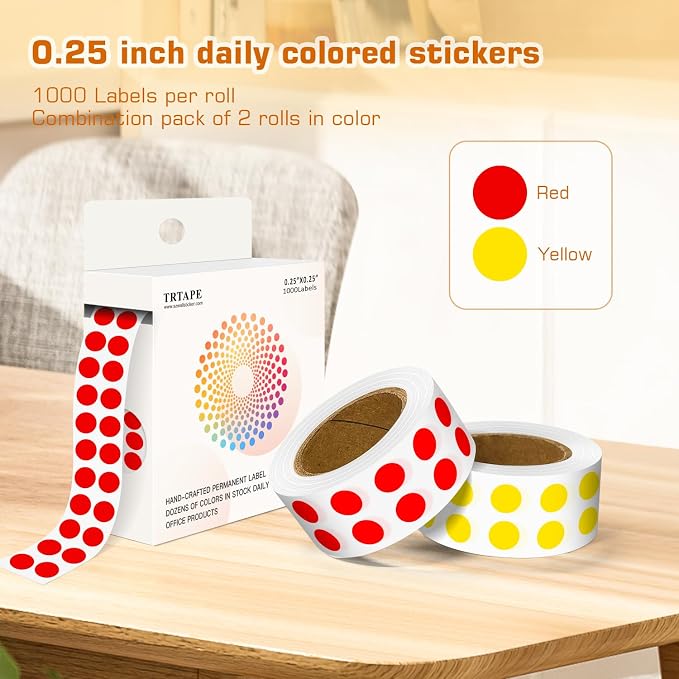 0.25 Inch Small Round Stickers Dot Stickers, 2000 PCS Color Dots | 1/4 Inch Small Round Color Coding Labels Stickers, 2 Rolls Colorful Dots for Organization, Color Code Stickers for Classroom
