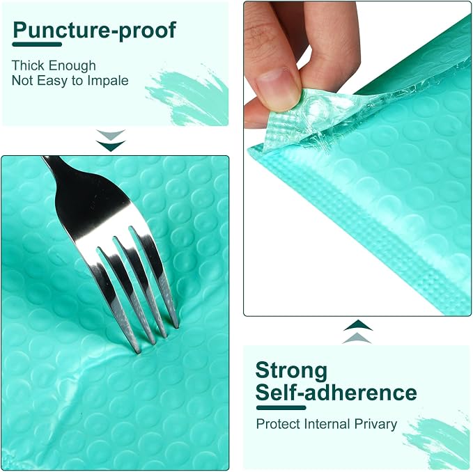 Poly Bubble Mailers 8.5x12 Inch, 25 Pack Padded Envelopes for Shipping, Package Envelopes with Self Seal Adhesive, Waterproof Padded Mailers (Teal, Bulk #2)