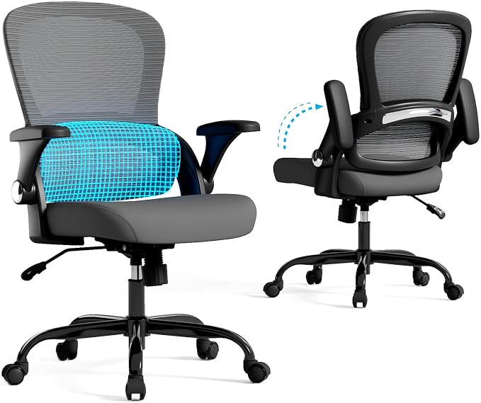 TRALT Office Chair - Ergonomic Office Chair with Back Support for Adults | Home Office Desk Chair with Lumbar Support - Ergonomic Mesh Chairs 330 lb Wide Seat for Work, Office, Gaming(Black Grey)