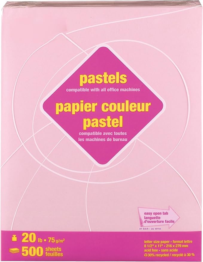 Staples Pastel Colored Copy Paper 8 1/2-Inch x 11-Inch Pink 500/Ream, For Office, School & Home