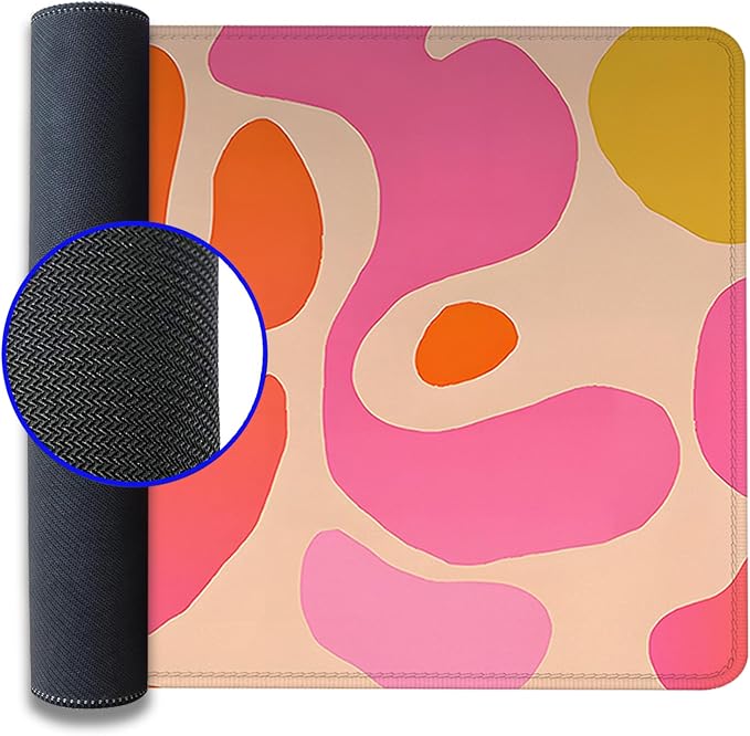 Pink Abstract Desk Mat Mouse Pad,Mouse Mad XL Cute Desk Pad Keyboard Mat,Desk Accessories for Women Office Decor, Extended Mousepad Non-Slip Rubber Base with Stitched Edges(27.5X11.8 in)