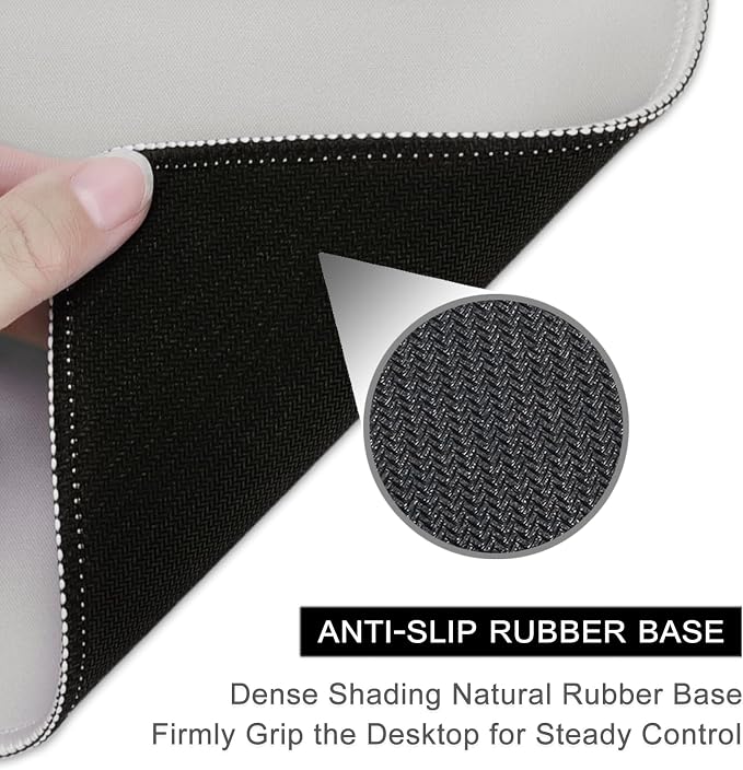 Hsurbtra Mouse Pad, Premium-Textured Square Mousepad 10.2 x 8.3 Inch, Stitched Edge Anti-Slip Waterproof Rubber Pretty Cute Computer Mat for Office Gaming Laptop Women Kids Space Gray