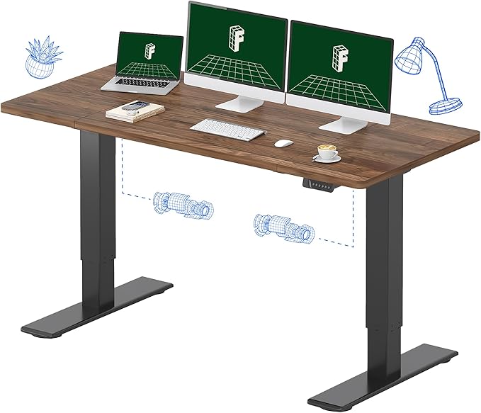 FLEXISPOT 63"x28" Large Dual Motor Electric Standing Desk, Black Walnut - 198 LBS Heavy-Duty Capacity, Ideal for Home Office, Creative Studio, or Multi-Monitor Setup