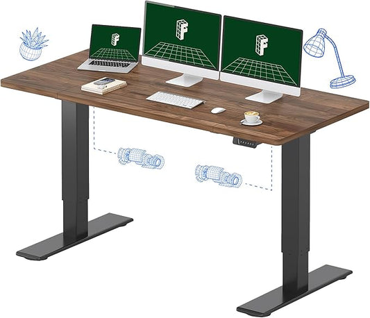FLEXISPOT 63"x28" Large Dual Motor Electric Standing Desk, Black Walnut - 198 LBS Heavy-Duty Capacity, Ideal for Home Office, Creative Studio, or Multi-Monitor Setup