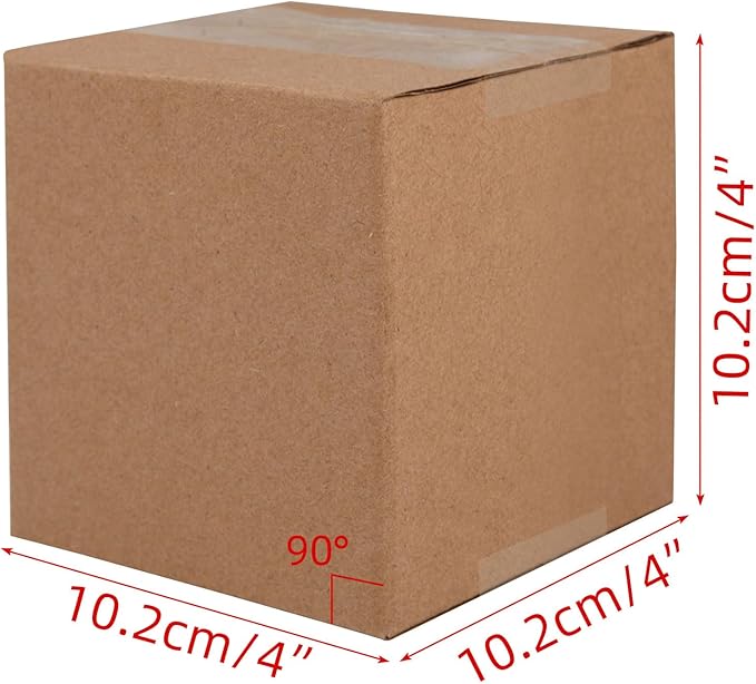 25 Packs 4"x4"x4" Small Kraft Cardboard Shipping Boxes for Mailing, Packing and Storing (4x4x4)