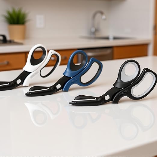 MEUUT All Purpose Scissors 8 Inch 3 Pack utility scissor for Heavy Duty Use | Fluorine Non-stick Coating, Milled Serrations, Stainless Steel Blades, TPE Soft Grip, for Office Craft Kitchen Medical Garden