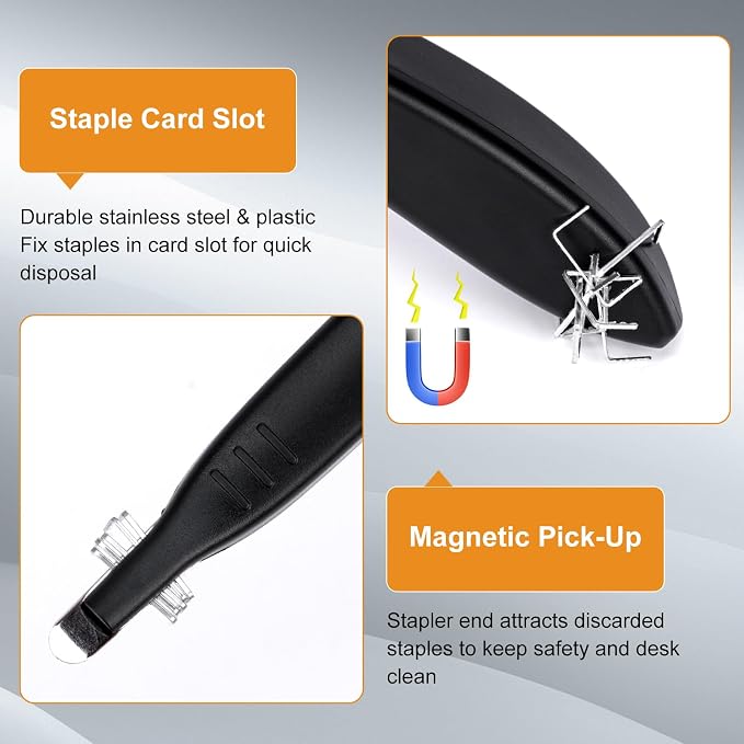 Magnetic Staple Remover 5 Pack, Pen-Shaped Staple Puller | Magnetic Pickup Grabs Staple, No-Tear Staple Removal, for School & Home Office, Black