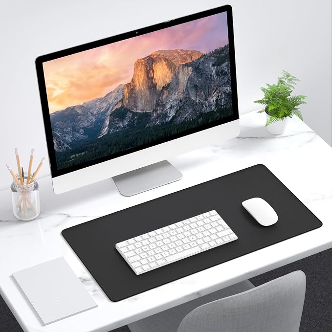 Dapesuom Large Mouse Pad, Extended Gaming Mouse Mat with Stitched Edges, Full Size Desk Mats with Non-Slip Base, Computer Big Desktop Keyboard Pad for Gamer, Laptop, Office, 23.6 x 11.8 in, Jet Black