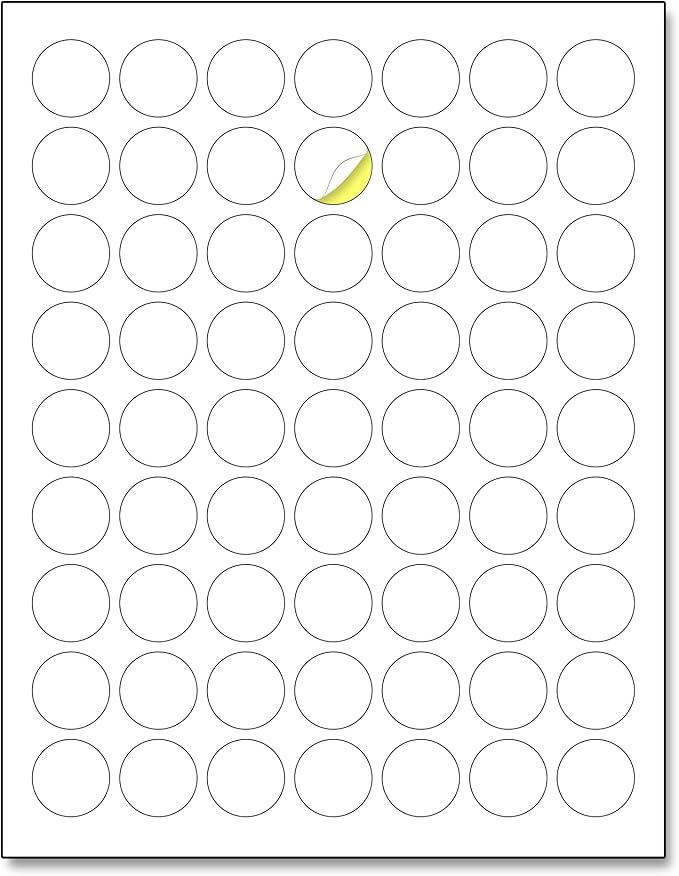 1" Round Matte White Sticker Label, Laser/Inkjet Printing - Letter Size, 200 Sheets