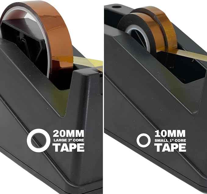 Echomerx Desk Tape Dispenser, One-Handed, Weighted Non-Slip, 1" & 3" Cores | For Masking, Painters, Heat, Sublimation, Kapton, Craft, Gift Wrapping & Scotch Tapes up to 1.1" Wide, Large & Heavy Duty