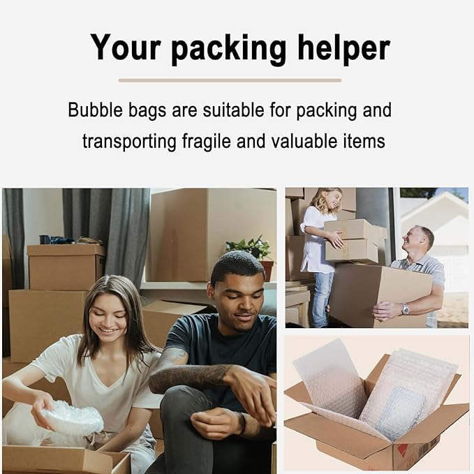 50PCS 6x8 Inch Bubble Pouch Wraps, Clear Bubble Out Bags for Packing, Double Walled Shockproof Foam Cushioning Bags for Moving and Shipping Fragile Item