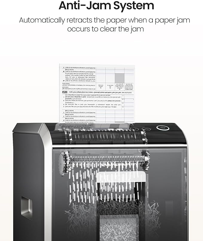 200-Sheet P-5 Micro-Cut Heavy-Duty Paper Shredder, 60-Min Continuous Run, 8.5-Gal Bin, Auto Jam-Proof, Home Office, High-Security