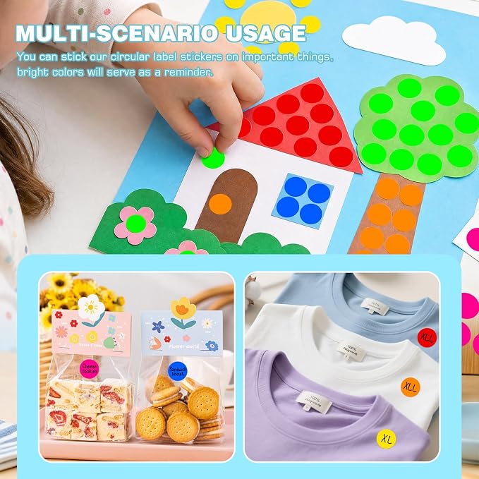 3/4 Inch Color Coding Label Stickers,3000PCS Circle Inventory Sticky Dots Sticker(6 Colors)